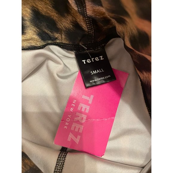 Terez Women's Beige Leopard Goals Activewear Hi-Shine Leggings Pants Size Small - Picture 5 of 14